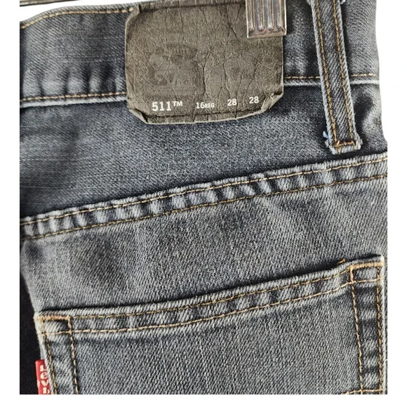 Levis 511 Slim Denim Jeans Dark-Wash Boy Size 16 Men's W28/L28 - Picture 4 of 6